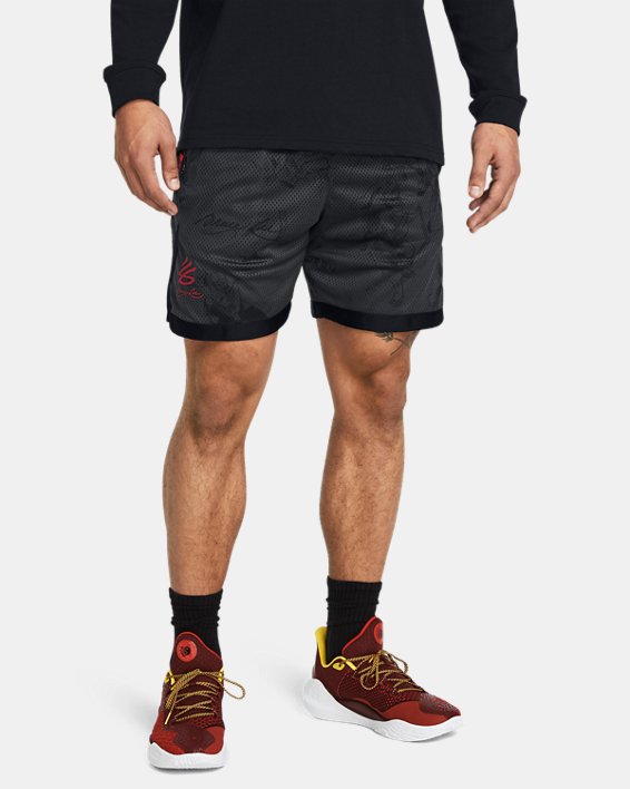 Men's Curry x Bruce Lee Lunar New Year 'Fire' Mesh Shorts in Gray image number 0